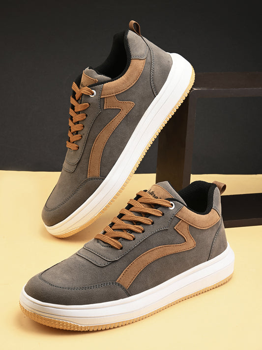 Suede Fancy Casual Sneakers. (188-GRY)