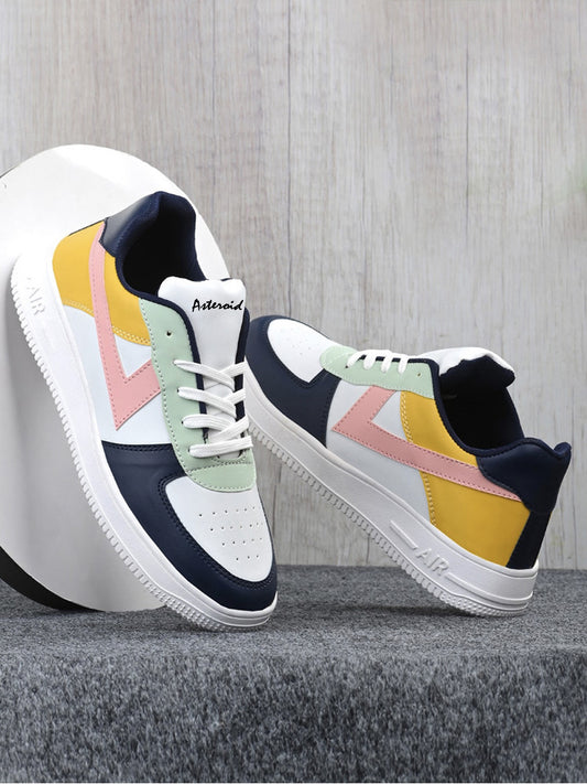 Colorblock Korean Sneakers. (175-WHT)